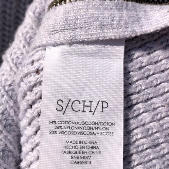 Cabi Small Sweater Zip Deep V Ribbed Top Asymmetric Gray Pullover Knit 3531 - Picture 10 of 11